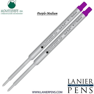 Lanier Combo Pack - 2 Pack - Monteverde Soft Roll Ballpoint W13 Paste Ink Refill Compatible with most Waterman Style Ballpoint Pens - Purple (Medium Tip 0.7mm)