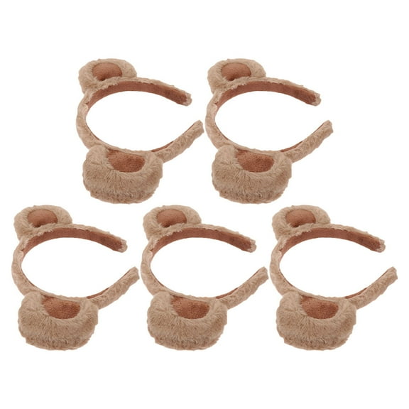 WEUVEB 5Pcs Lightweight Plush Bear Ear Headband Brown Animal Hair Accessory for Video Call Style