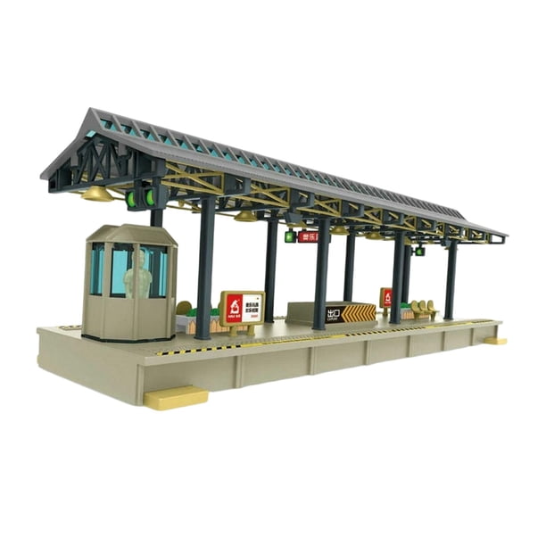 Maqueta a escala una estación de tren, diorama, decoración para de arena, decoración para maquetas arquitectónicas y paisajes ferroviarios
