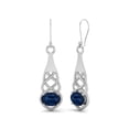 thumbnail image 2 of 7X5MM Oval Blue Sapphire 925 Sterling Silver Celtic Dangle Drop Valentines Day Gifts Women Earrings, 2 of 4
