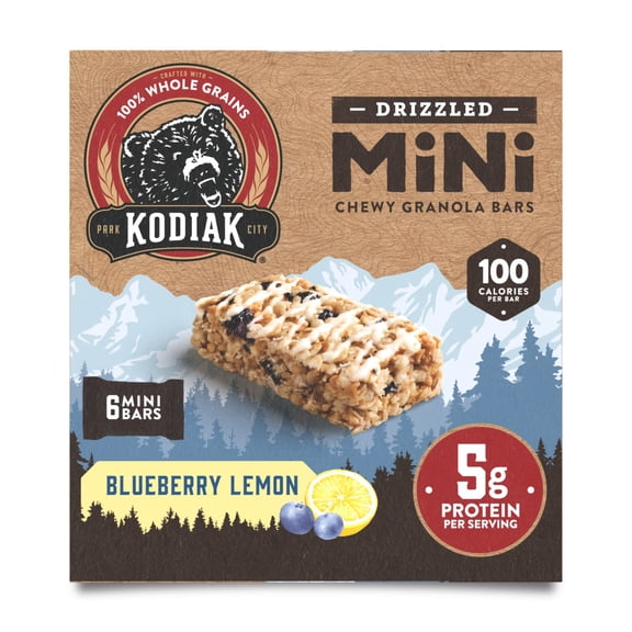 Kodiak Drizzled Mini Blueberry Lemon Chewy Granola Bars, 0.84 oz, 6 Pack