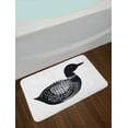 thumbnail image 2 of Loon Bath Mat, Side Portrait of a Doodle Drawn Bird with Dots Stripes and Squares, Plush Bathroom Decor Mat with Non Slip Backing, 29.5" X 17.5", Night Blue Grey, by Ambesonne, 2 of 2