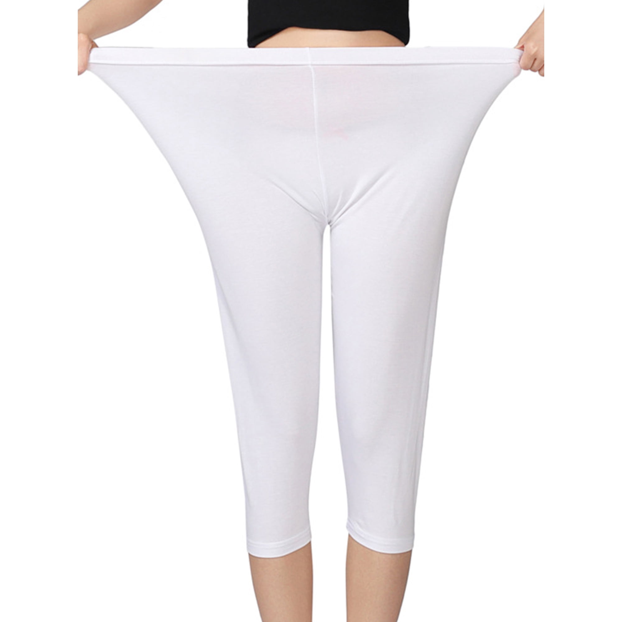Fashnice Ladies Cropped Pants Oversized Sleepwear Elastic Waist Capri Leggings Loose Sleep Pj Bottoms White 7XL Walmart