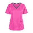 thumbnail image 3 of Women's Short Sleeve Scrub Tops Lightweight Healthcare T Shirts with Pockets V-Neck Regular Fit Uniform Outfits Blouses, 3 of 4
