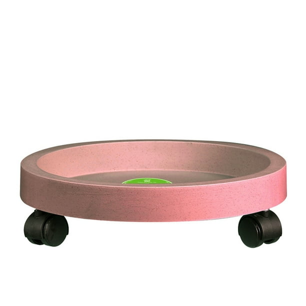 25CM Round Plastic Flower Pot Tray with Wheels Easy Moving Flowerpot