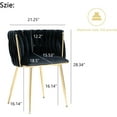 thumbnail image 3 of Ywen Woven Dining Chairs Set of 2, Velvet Upholstered Dining Chairs with Gold Metal Legs, Modern Accent Chairs for Living Room, Dining Room, Kitchen (Black), 3 of 9