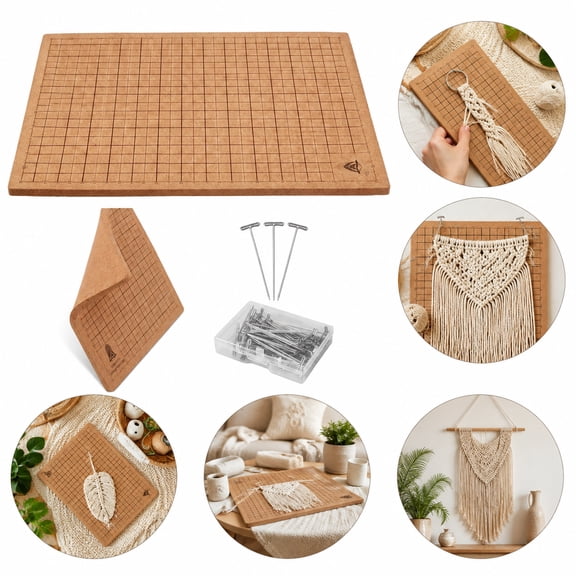 Macrame Board with Pins, Double-Sided Craft Board and Instructions for Braiding