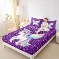 thumbnail image 3 of Manfei Sweet Unicorn Bed Sheets,Leopard Print Full Size Sheets,White Purple,4-Piece,1 Flat Sheet, 1 Fitted Sheet and 2 Pillowcases, 3 of 6