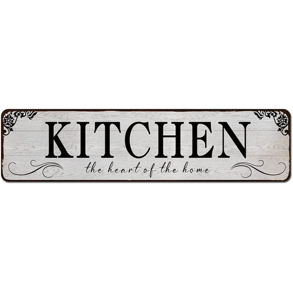 Kitchen The Heart of The Home Rustic Tin Plaque Wall Sign 4"x16"