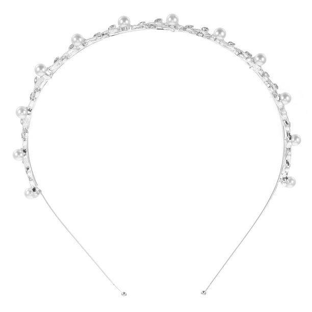 Diadema de novia para niña, hoja, perla, cristal, diamante, banda de boda, tiara de graduación