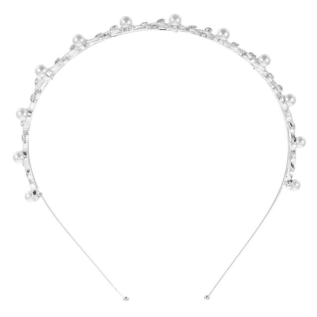 FELTECHELECTR Diadema de novia para niña, hoja, perla, cristal, diamante, banda de boda, tiara de graduación