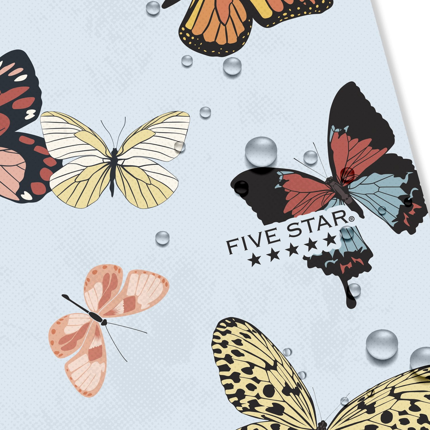 Five Star Butterlies Notebook Plus Study App, 1 Subject, Wide Ruled, 8" x 10.5"
