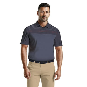 Ben Hogan Men's & Big Men's Performance Heather Chest Striped Print Short Sleeve Golf Polo Shirt, Sizes S-5XL