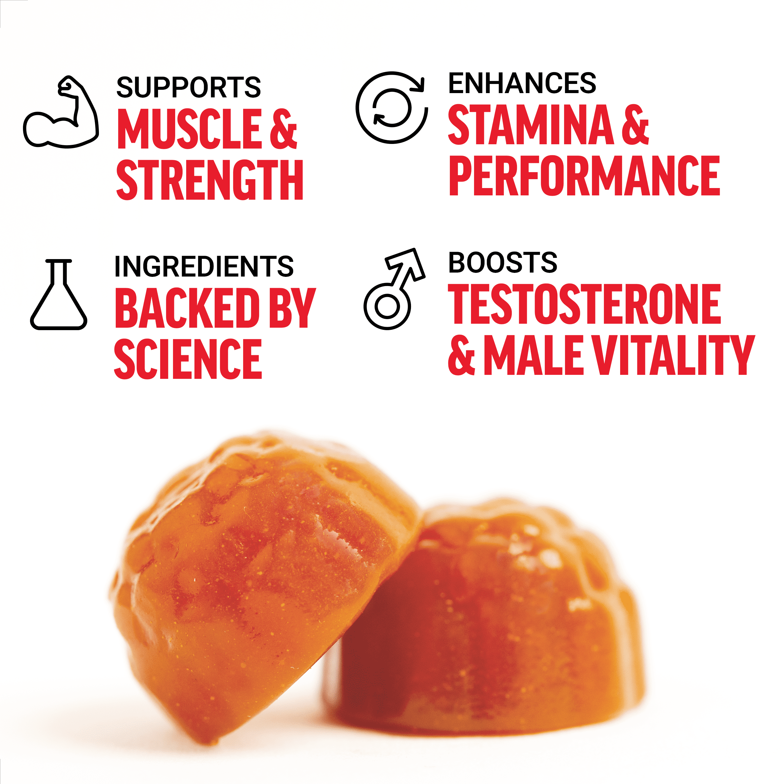 Force Factor Test X180 Gummies Testosterone Booster for Men with Tongkat Ali, Horny Goat Weed, Tribulus Terrestris, Fenugreek, and Black Maca, Testosterone Supplement for Men, Berry Punch, 60 Gummies