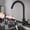 Black, variant on Tap, Single Handle Can Be Rotated 360 Compatible with Pull-Out Dual Rinsing Spray Stainless Steel Drawing Kitchen Sink Hot and Cold Water Taps, Modern Style