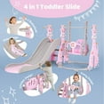 thumbnail image 5 of EVMORE 4 in 1 Toddler Slide and Swing Set for Aged 1-6 Children Kids Boys Girls, Indoor Outdoor Freestanding Playground with Slide, Swing, Climber and Basketball Hoop - Pink, 5 of 8