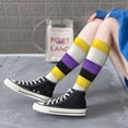 thumbnail image 7 of Womens Non-Binary Pride Flag Knee High Socks Comfy Thermal Boot Long Socks, 7 of 7