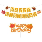Thanksgiving Themed Birthday Banner, Pre-Strung Cardstock with Turkey, Pumpkin for Autumn Birthday Party Celebration, Cake Topper for Thanksgiving festive decor$$Electronics Accessories