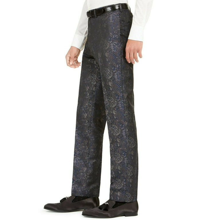 Tallia Orange Men's Slim-Fit Snakeskin-Print Suit Pants Blue Size 33X30 