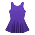 thumbnail image 3 of Runhomal Kids Girls Ice Skating Sparkle Diamond V-shaped Sheer Tulle Splice Leotard A-line Dress for Violet 6, 3 of 7