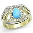 thumbnail image 1 of Alamode TK3124-5 Bague en Acier Inoxydable Bicolore IP Or pour Femmes avec Synthétique Turquoise - Taille 5, 1 of 1