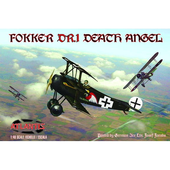 Fokker DR.1 Death Angel with Trading Card (Piloted by German Ave Ltn. Josef Jacobs) 1/48 Scale Model Kit