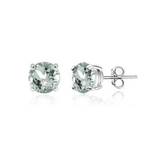 Aquamarine 5mm Round-Cut Solitaire Sterling Silver Stud Earrings