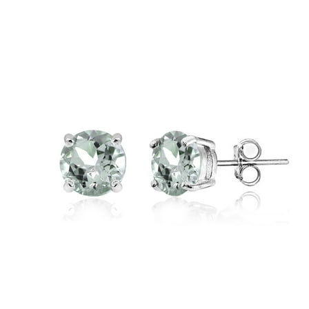 Aquamarine 5mm Round-Cut Solitaire Sterling Silver Stud Earrings