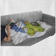 thumbnail image 6 of Dragon Soft Flannel Fleece Throw Blanket, Pattern of a Cheerful Creature with a Fantasy World Castle and Clouds, Cozy Plush for Indoor and Outdoor Use, 60" x 80", Apple Green Multicolor, by Ambesonne, 6 of 6