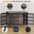 thumbnail image 3 of POAO 42"XL Dog Crate Furniture with Casters, Heavy Duty Dog Kennel Indoor for Large Dogs,Double-Doors Sturdy Dog Cage for Anxiety Dog,End Table, 3 of 9