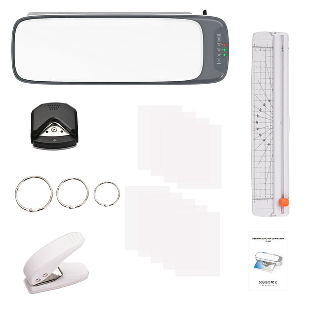 Laminator Desktop Laminator Machine Set A3 Size Multifunctional Hot and Cold Lamination 2 Roller System 12.5 inches Width with Paper Cutter Trimmer Rounder Hole Puncher Binding