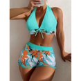thumbnail image 4 of High Waist-Bikini Set Swimming Costume Floral Leaf Print Bathing Suits Hanging-Neck-Bikini 2Pieces Swimwear Beach-Party brown XL, 4 of 4