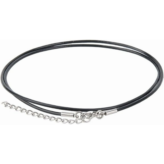 10PCS 1.5mm Black Genuine Leather Cord Necklaces 18 Inch Round Thin Real Leather Waxed String Rope Chain Necklace with Silver Clasps Stainless Steel Extender for Men Women Jewelry DIY Making