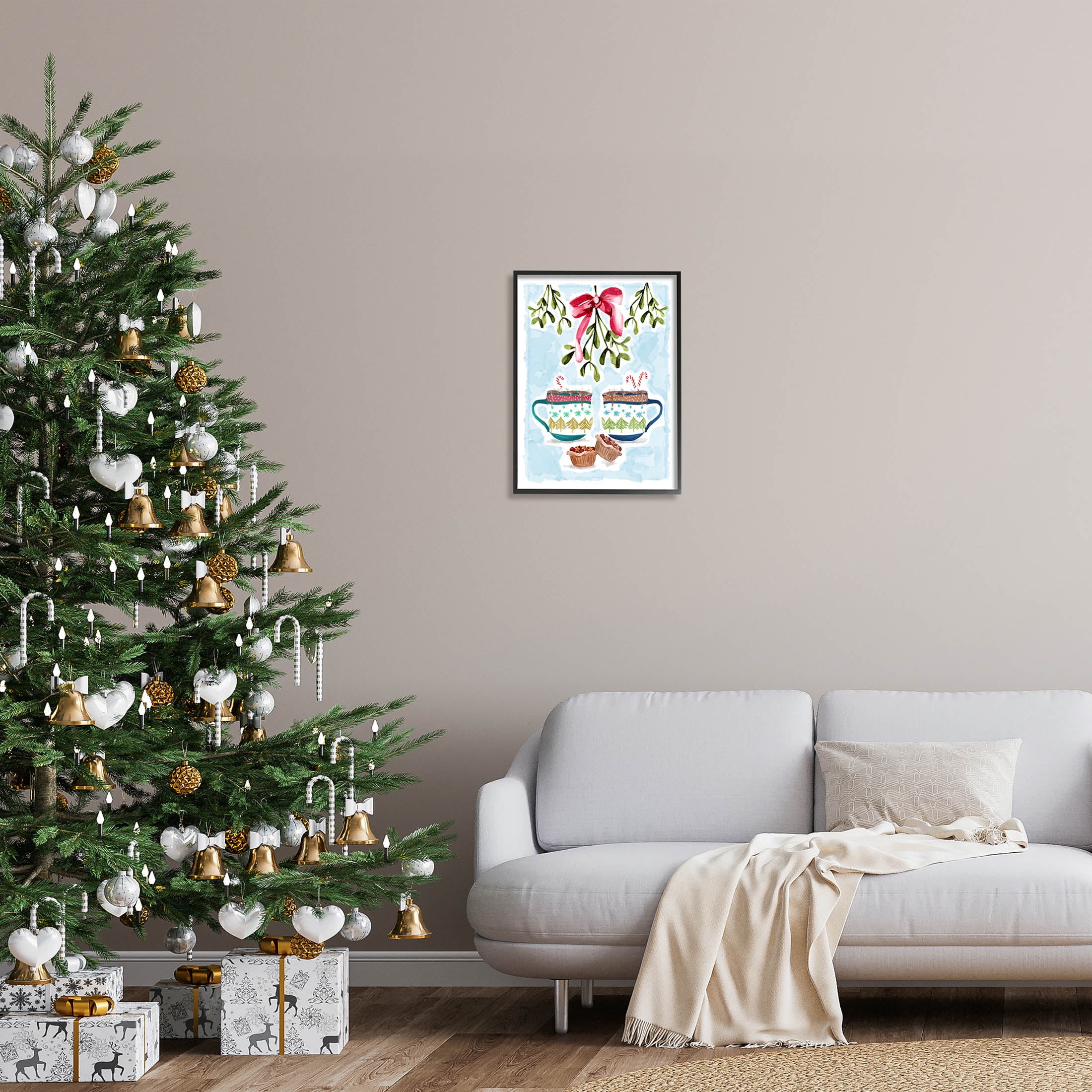 Cozy Winter Cocoa Dessert Holiday Graphic Art Black Framed Art Print Wall Art