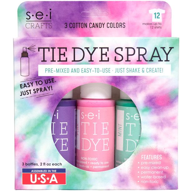 S.E.I. Kit Tie-Dye Algodón De Azúcar Spray Tinte Para Telas 3 Colores