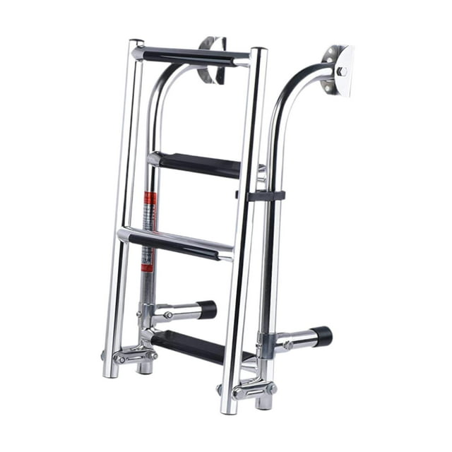 tamizeot Boat Ladder Metal Heavy Duty Under 4 Steps Boarding Platform Mount Boat Slide Ladder silver 4 Steps