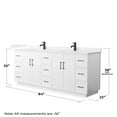 thumbnail image 4 of Wyndham Collection WCH747484DWBWCUNSMXX 84 in. Elan Double Bathroom Vanity with Toe Kick in White, White Cultured Marble Countertop - Undermount Square Sink - Matte Black Trim, 4 of 5