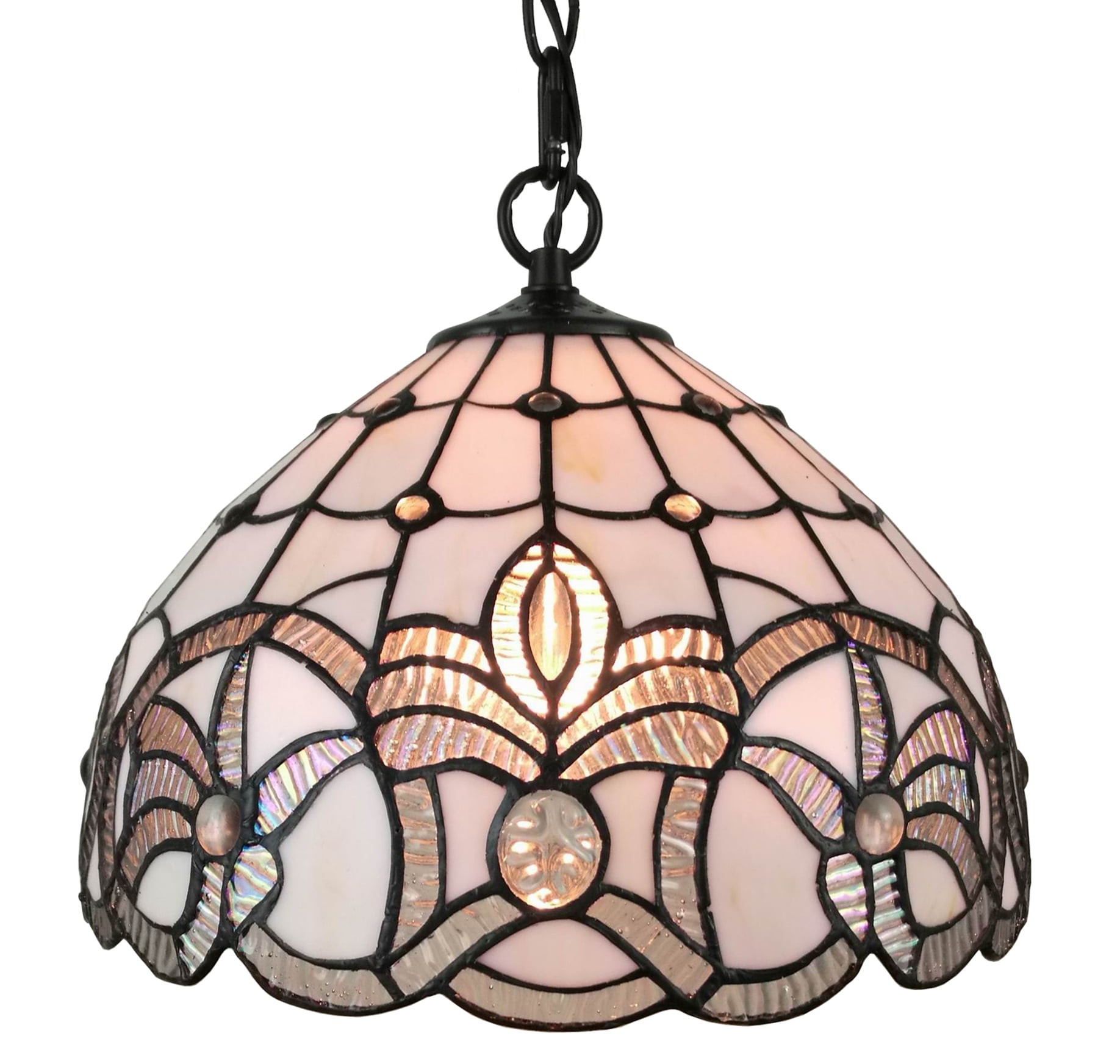 Amora Lighting Tiffany Style AM282HL12 White Ceiling Fixture 12 Inches Wide