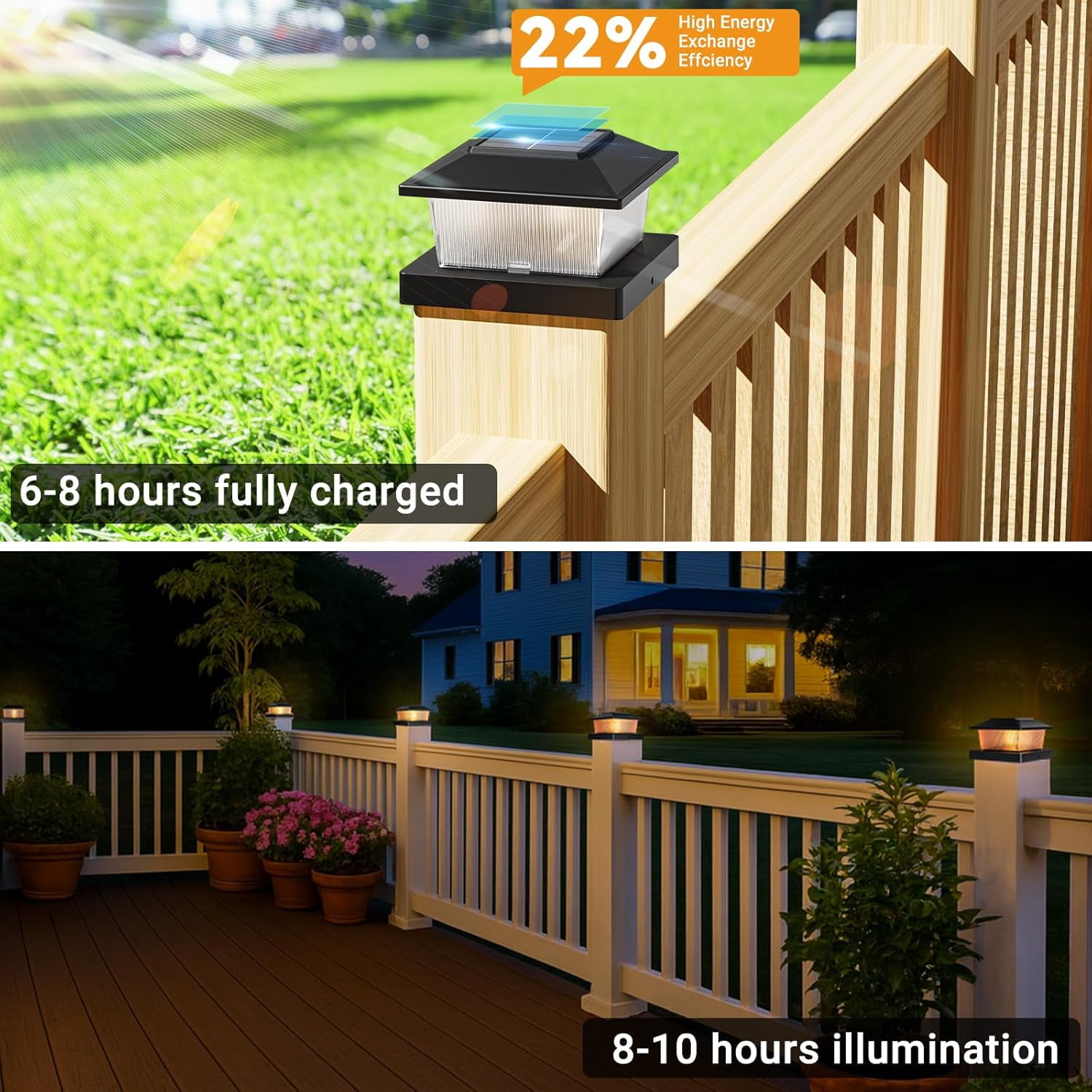 8 Pack Solar Flame Post Cap Lights,4x4 Outdoor Fence Post Lights with Flickering Flame Effect, Waterproof Solar Deck Lights for 4x4 and 3.5x3.5 Wood Vinyl Posts, Black