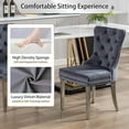 thumbnail image 6 of Westice Dining Room Chairs Set of 4, Tufted Velvet Chairs with Modern Stainless Steel Legs, Rivet Trim Metal Pull Ring Large Back for Kitchen Dining Room Restaurant, Dark Gray, 6 of 9