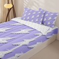 thumbnail image 3 of Homewish Abstract Lightning Pattern Zipper Twin Comforter Sets with Fitted Sheet and 2 Pillowcases,Purple And White Zipper Bedding Set For Girls Boys,Reversible,4-Piece, 3 of 7