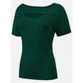 thumbnail image 2 of Womens Summer Short Sleeve T Shirts Slim Fit One Piece Cutout Scoop Neck Going Out Date Night Tops, 2 of 5
