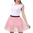thumbnail image 4 of Vedolay Mini Skirts Women's Floral Skirts Smocked Elastic Waist Below Knee Length Ruffle Tiered Skirt,Pink A, 4 of 5