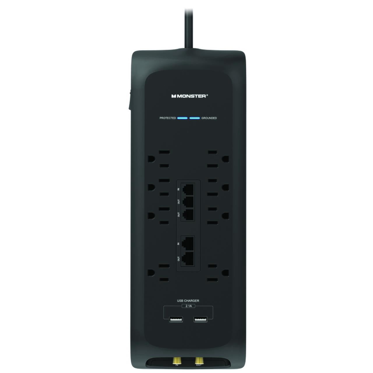 Monster 3001109 6 ft. 8 Outlets Power Strip with Surge Protection, Black