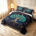 thumbnail image 3 of Homewish Astrology Nature Tree Quilt King,Sun Moon Stars King Coverlet Set,Navy Gold,Navy Blue Reversible,3 Pieces, 3 of 7