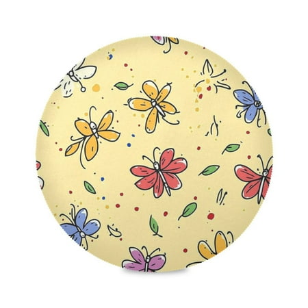 

Round Placemat Set 15.4 Inch Diameter Table Mats Heat-Resistant Decorative for Dining Tables Line Drawings Of Cartoon