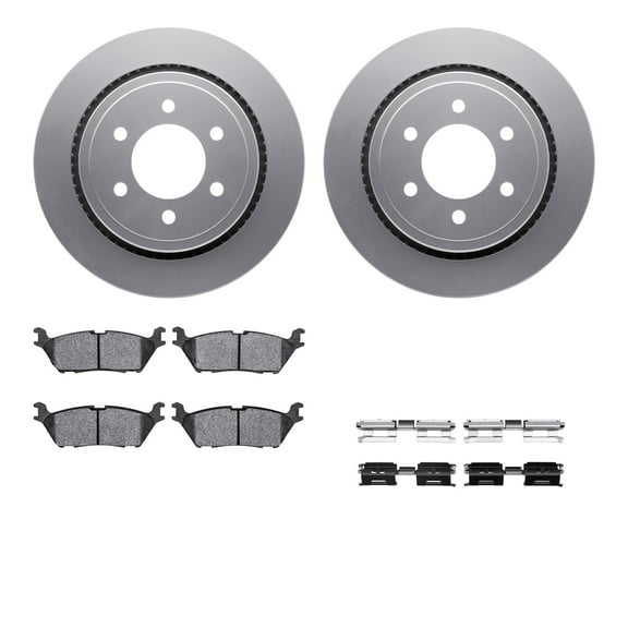 Dynamic Friction Company Rear Geospec Brake Rotors with Heavy Duty Brake Pads includes Hardware 4212-99227