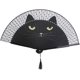 thumbnail image 1 of Abanico plegable de bambú de seda Yjmei con diseño de gato estilo retro 21 cm x 38 cm x 1 cm, 1 of 5