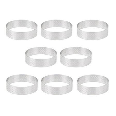 

8Pcs 8cm Stainless Steel Tartlet Molds French Dessert Mousse Fruit Pie Tart Ring Quiche Cake Mold