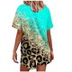 thumbnail image 4 of ICHUANYI Clearance Fashion Women Casual Print Short Sleeve Button Tops Nightwear Shorts Sleepwear Sets(Blue, S) ICHUANYI WER2023080911447, 4 of 5